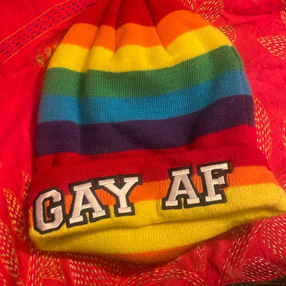Rainbow pride beanie